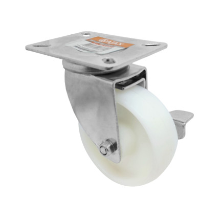 A09342-GF - Rodízio de nylon - 4" - giratório com freio simples