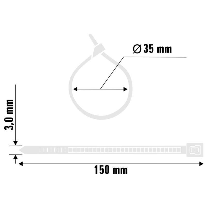 A11031 - Abraçadeira de nylon - 150 X 3,0 mm - branca