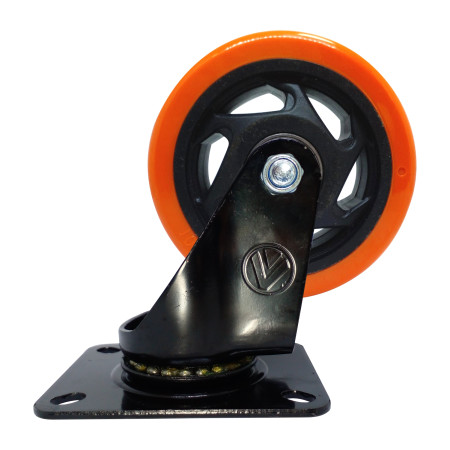 A09140-G - Rodízio de PVC laranja - 4" - giratório