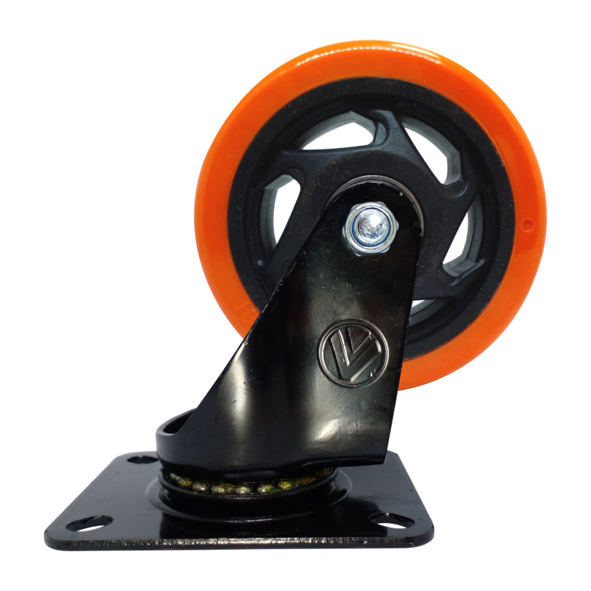 A09140-G - Rodízio de PVC laranja - 4" - giratório