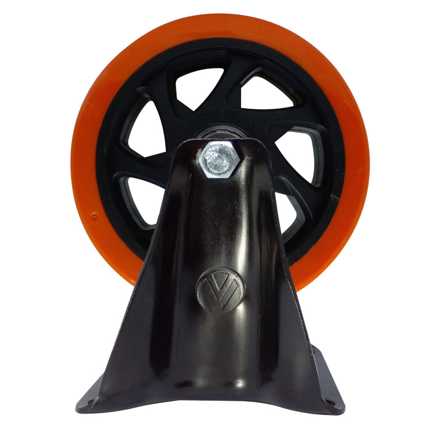 A09150-F - Rodízio de PVC laranja - 5" - fixo
