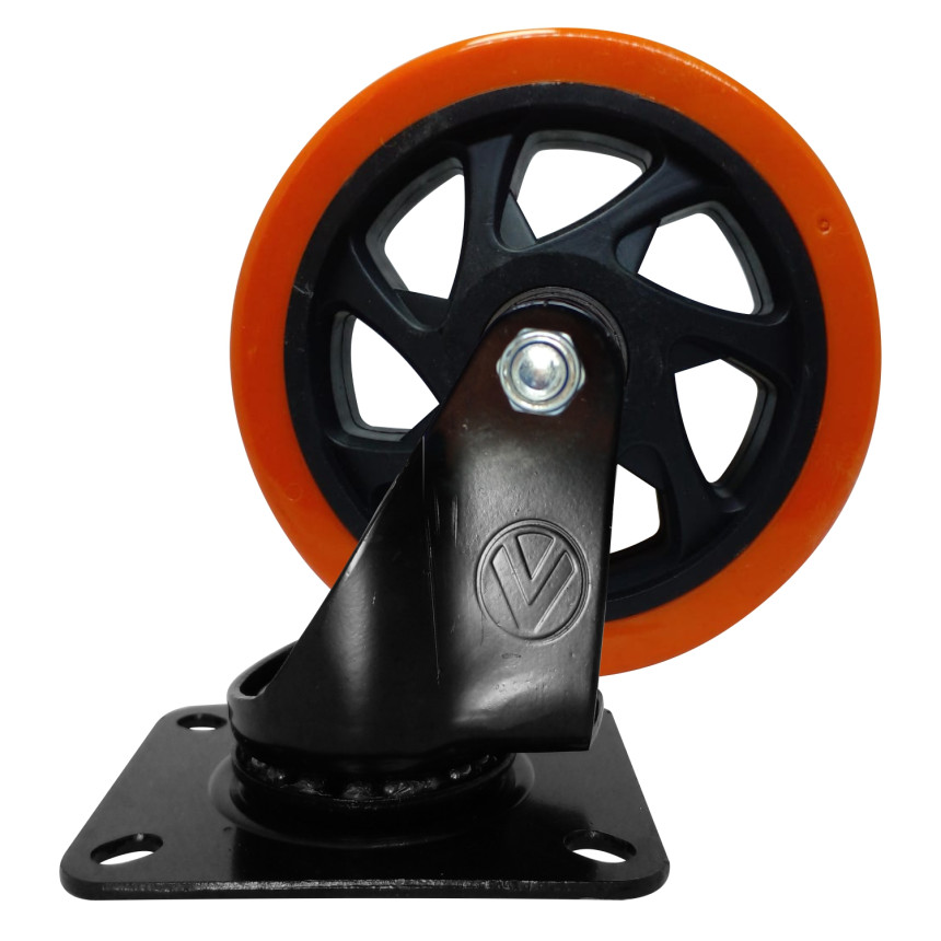 A09150-G - Rodízio de PVC laranja - 5" - giratório