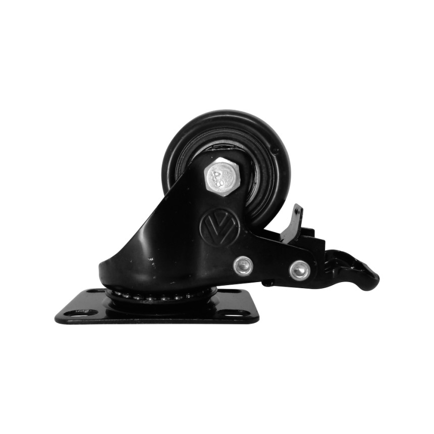A09410-GF - Rodízio de PVC preto - 1.5/8" - giratório com freio