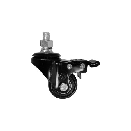A09410-GRF - Rodízio de PVC preto - 1.5/8" - giratório com rosca e freio
