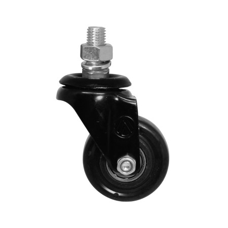 A09420-GR - Rodízio de PVC preto - 2" - giratório com rosca