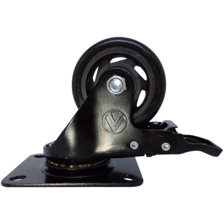 A09430-GF - Rodízio de PVC preto - 3" - giratório com freio