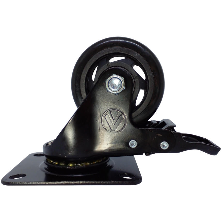 A09430-GF - Rodízio de PVC preto - 3" - giratório com freio