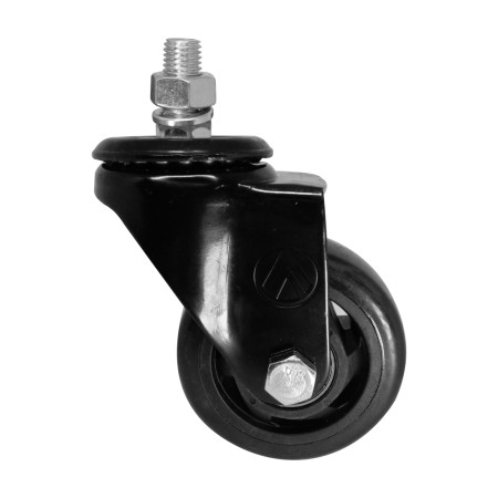 A09430-GR - Rodízio de PVC preto - 3" - giratório com rosca
