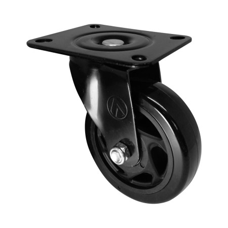 A09440-G - Rodízio de PVC preto - 4" - giratório