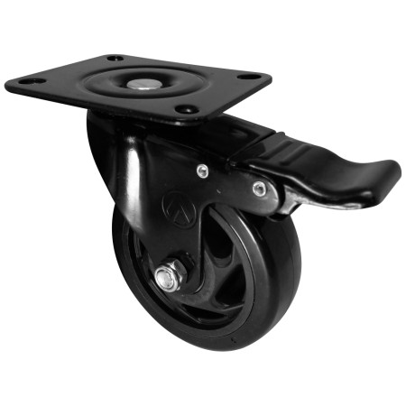A09440-GF - Rodízio de PVC preto - 4" - giratório com freio