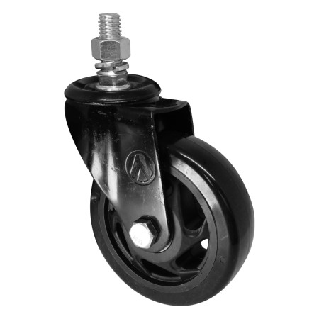 A09440-GR - Rodízio de PVC preto - 4" - giratório com rosca