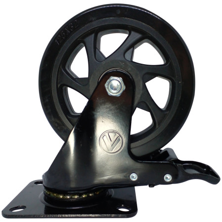 A09450-GF - Rodízio de PVC preto - 5" - giratório com freio