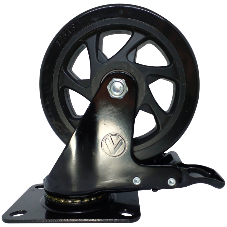 A09450-GF - Rodízio de PVC preto - 5" - giratório com freio