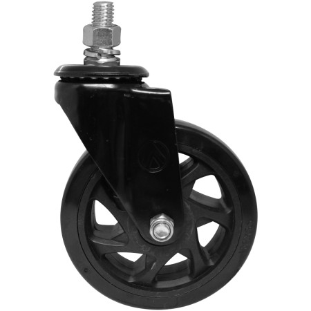 A09450-GR - Rodízio de PVC preto - 5" - giratório com rosca