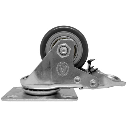 A09210-GF - Rodízio de PVC cinza - 1.5/8" - giratório com freio