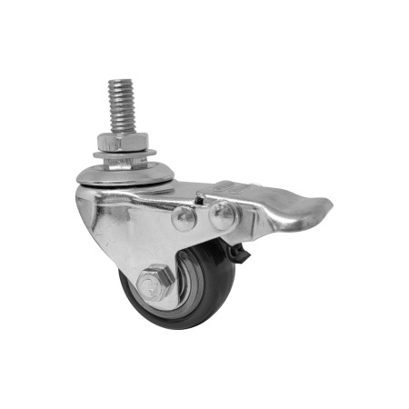 A09210-GRF - Rodízio de PVC cinza - 1.5/8" - giratório com rosca e freio