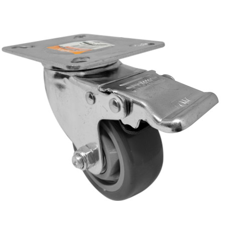 A09230-GF - Rodízio de PVC cinza - 3" - giratório com freio