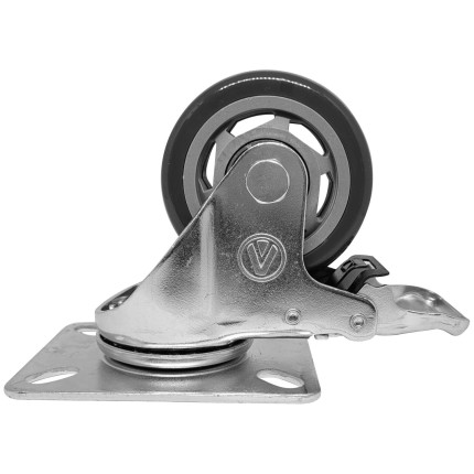 A09230-GF - Rodízio de PVC cinza - 3" - giratório com freio