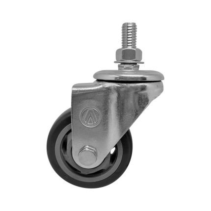 A09230-GR - Rodízio de PVC cinza - 3" - giratório com rosca