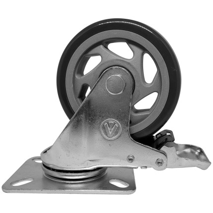 A09240-GF - Rodízio de PVC cinza - 4" - giratório com freio