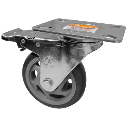 A09240-GF - Rodízio de PVC cinza - 4" - giratório com freio