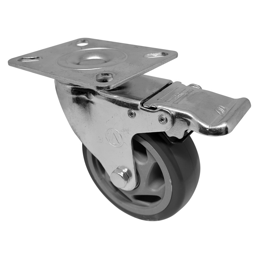 A09240-GF - Rodízio de PVC cinza - 4" - giratório com freio