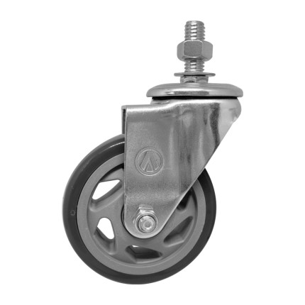 A09240-GR - Rodízio de PVC cinza - 4" - giratório com rosca