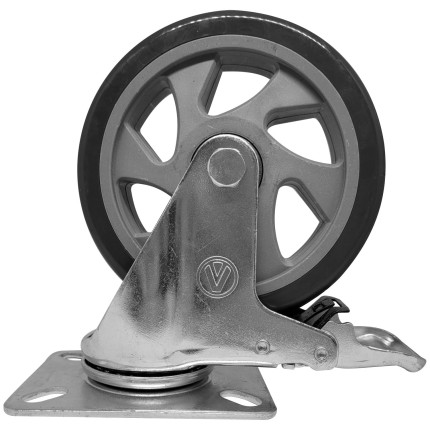 A09250-GF - Rodízio de PVC cinza - giratório com freio