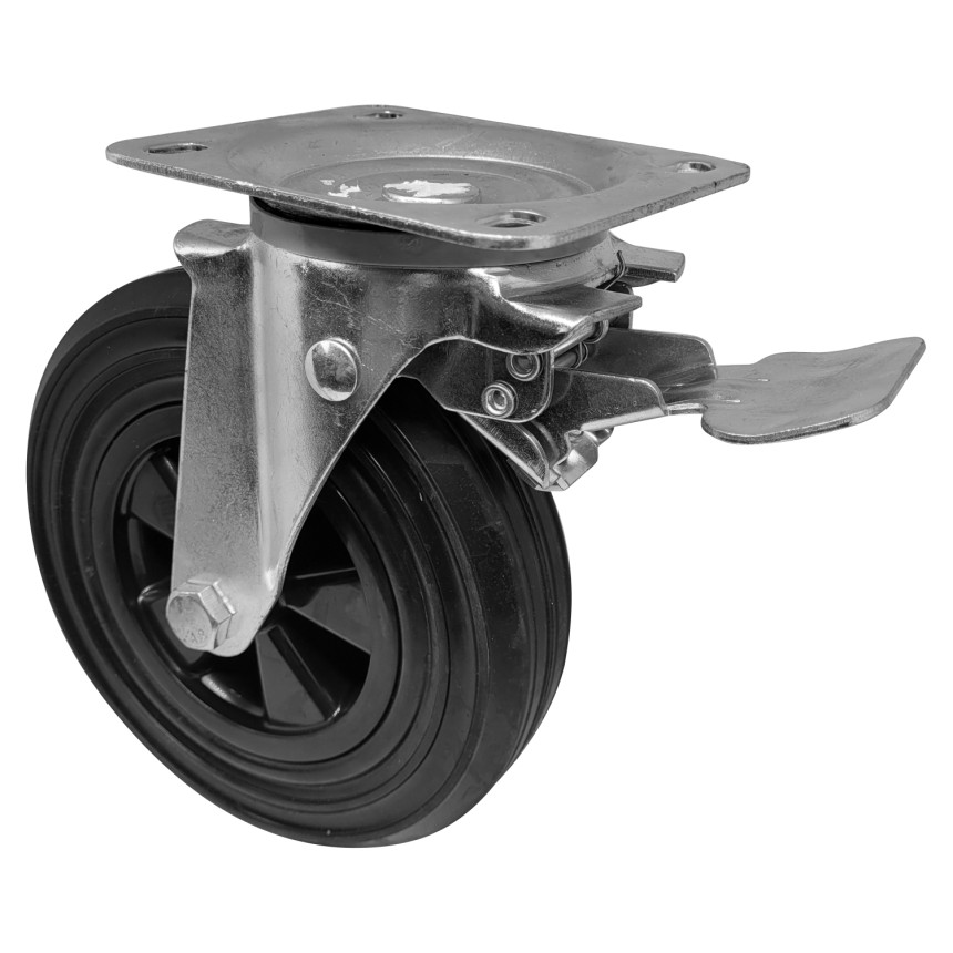 A09582-GF - Rodízio para container plástico - 8" - giratório com freio total