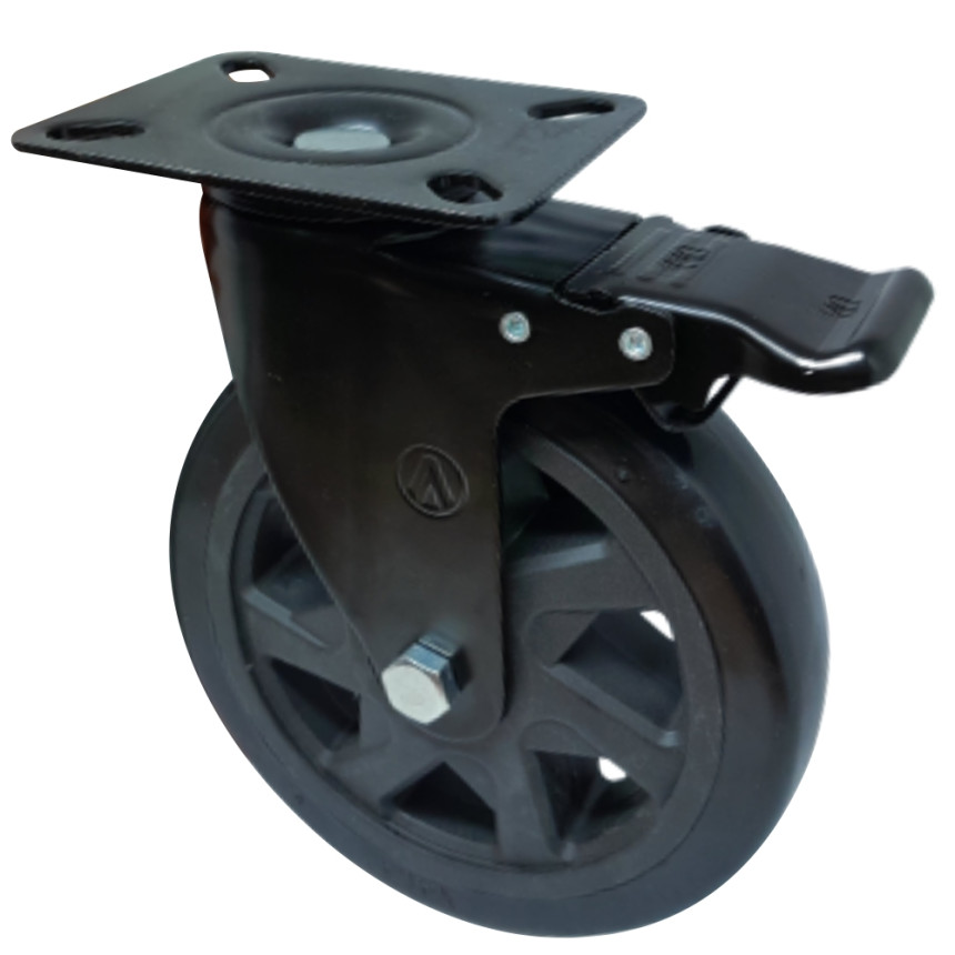 A09460-GF - Rodízio de PVC preto - 6" - giratório com freio