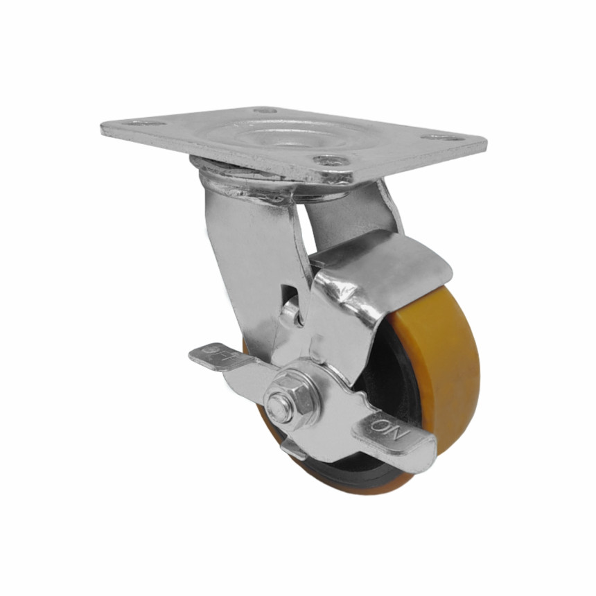 A08544-GF - Rodízio de poliuretano moldado 414 - 4" - giratório com freio simples