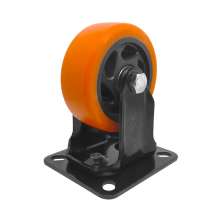 A09544-F - Rodízio de Poliuretano Injetado laranja - fixo - 4"