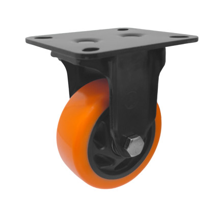 A09544-F - Rodízio de Poliuretano Injetado laranja - fixo - 4"