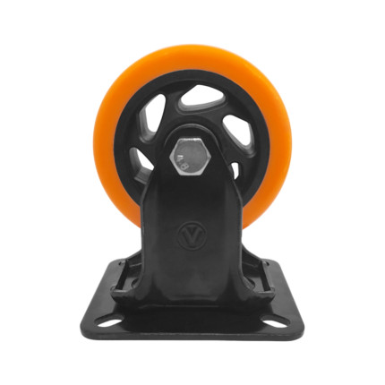 A09544-F - Rodízio de Poliuretano Injetado laranja - fixo - 4"