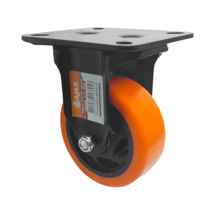 A09544-F - Rodízio de Poliuretano Injetado laranja - fixo - 4"