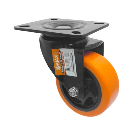 A09544-G - Rodízio de Poliuretano Injetado laranja - giratório - 4"