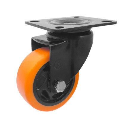 A09544-G - Rodízio de Poliuretano Injetado laranja - giratório - 4"