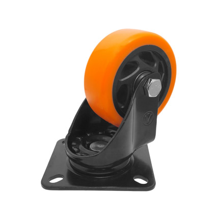 A09544-G - Rodízio de Poliuretano Injetado laranja - giratório - 4"
