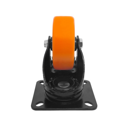 A09544-GFT - Rodízio de Poliuretano Injetado laranja - giratório com freio total - 4"