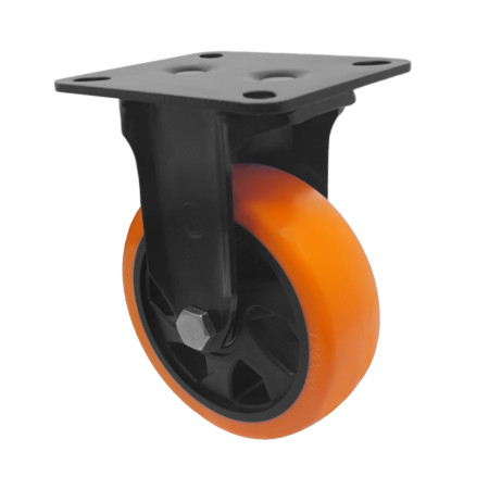 A09554-F - Rodízio de Poliuretano Injetado laranja - fixo - 5"