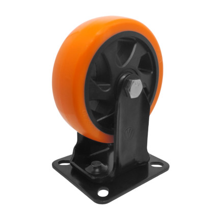 A09554-F - Rodízio de Poliuretano Injetado laranja - fixo - 5"