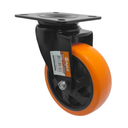 A09554-G - Rodízio de Poliuretano Injetado laranja - giratório - 5"