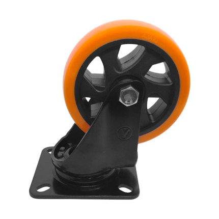A09554-G - Rodízio de Poliuretano Injetado laranja - giratório - 5"
