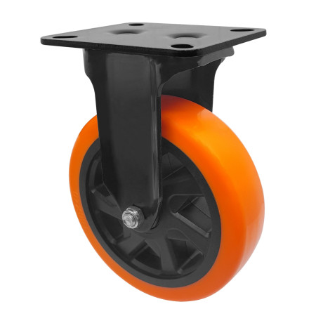A09564-F - Rodízio de Poliuretano Injetado laranja - fixo - 6"