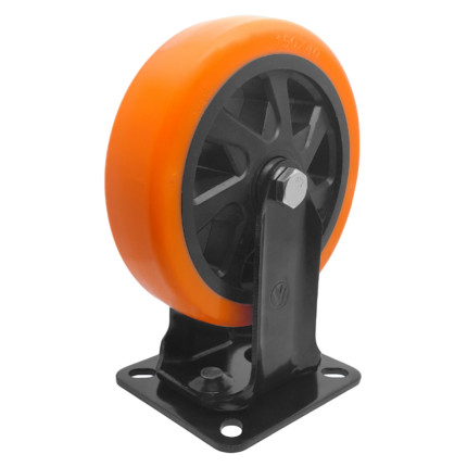 A09564-F - Rodízio de Poliuretano Injetado laranja - fixo - 6"