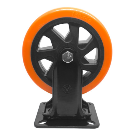 A09564-F - Rodízio de Poliuretano Injetado laranja - fixo - 6"