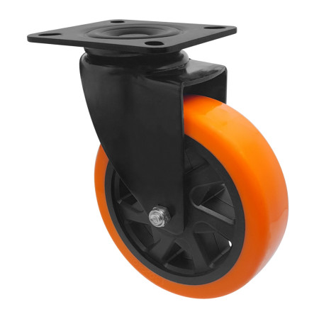 A09564-G - Rodízio de Poliuretano Injetado laranja - giratório - 6"