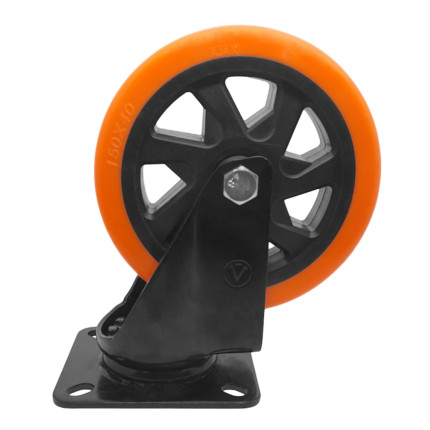 A09564-G - Rodízio de Poliuretano Injetado laranja - giratório - 6"