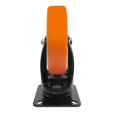 A09564-GFT - Rodízio de Poliuretano Injetado laranja - giratório com freio total - 6"