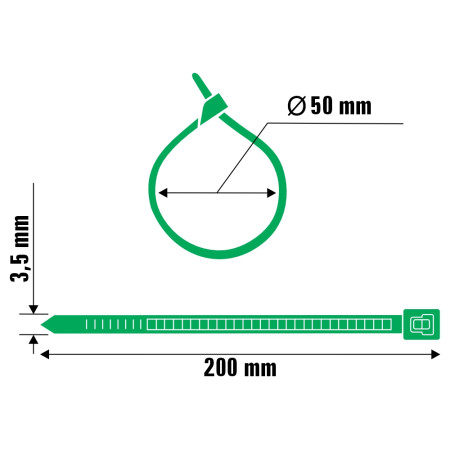 A11083 - Abraçadeira de nylon - 200x3,5 mm - verde